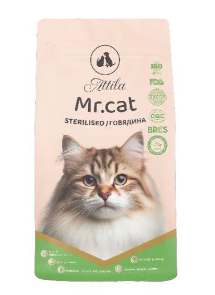 Attila Mr. cat сухой корм говядина для стерилизованных кошек