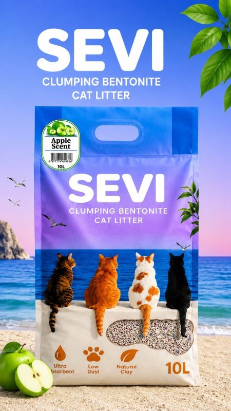 SEVI наполнитель бентонитовый с запахом яблока 5 литров