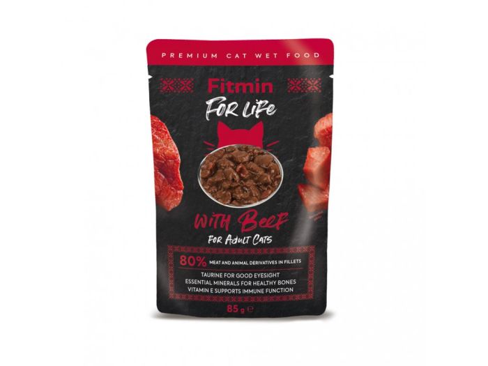 Fitmin For Life Adult Fillets Beef — влажный корм с говядиной для взрослых кошек, 85 г