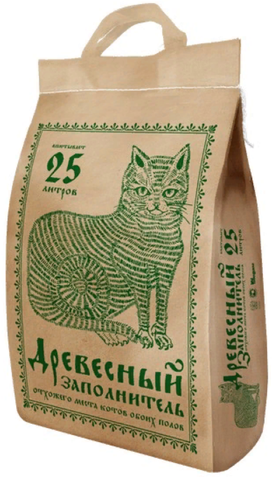 PROFI CAT древесный наполнитель для кошачьего туалета Крафт-пакет (Гранула 8 мм) ХВОЙНЫЙ