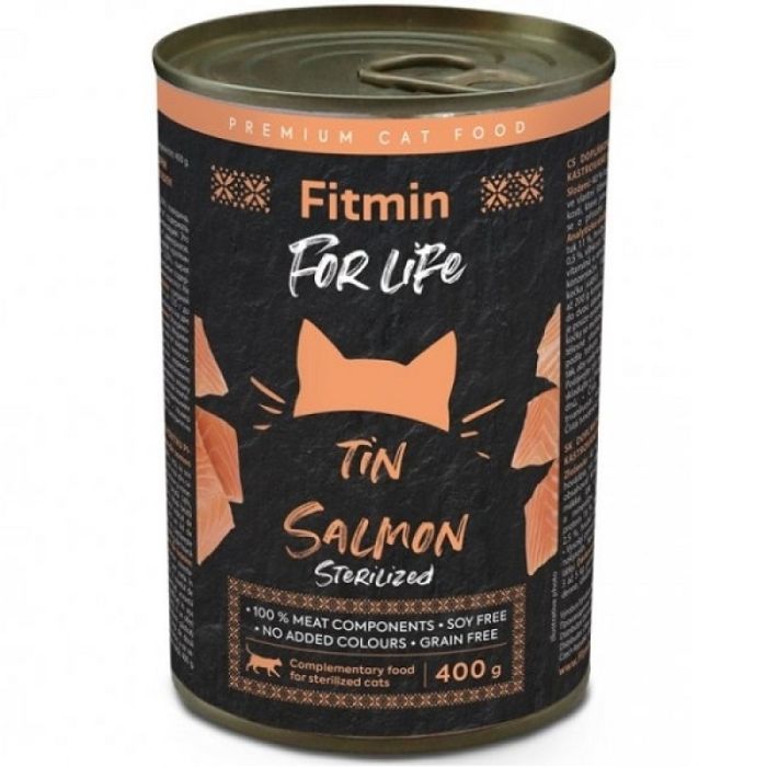 Fitmin For Life Cat Tin Sterilized Salmon — влажный корм с лососем для стерилизованных кошек, 400 г
