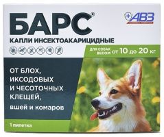 БАРС капли для собак 10-20кг от блох и клещей