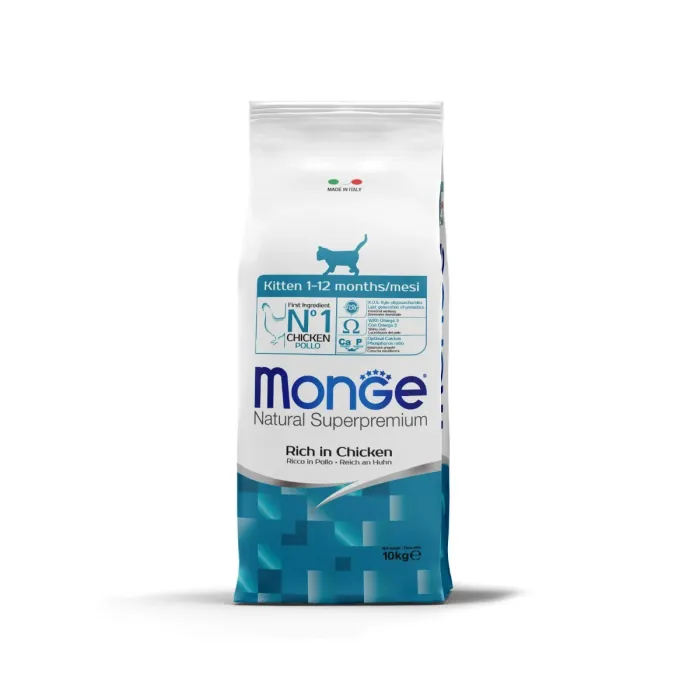 Monge Natural Superpremium Kittens Rich in Chicken — сухой корм для котят и беременных кошек с курицей, 10 кг