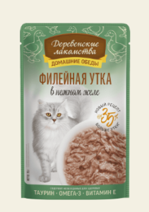 Влажный корм для кошек "Деревенские лакомства" Филейная утка в нежном желе, 70 гр