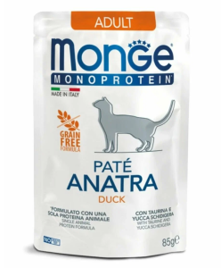 Monge Monoprotein Adult с уткой для взрослых кошек, паштет 85 г