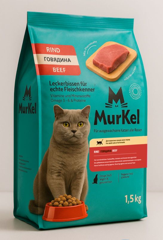 Murkel сухой корм для взрослых кошек с говядиной
